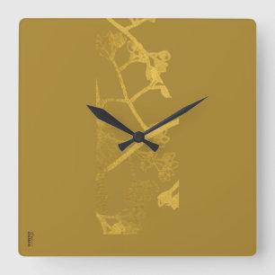 Reloj Cuadrado Moda Oro Beige Abstracto Patrón Floral