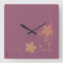 Reloj Cuadrado Moda Oro Morado Abstracto Floral