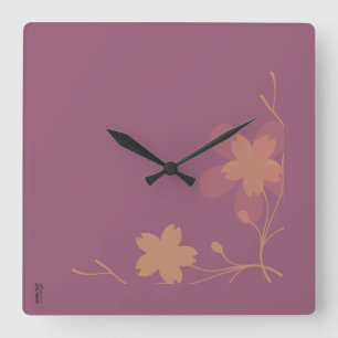 Reloj Cuadrado Moda Oro Morado Abstracto Floral