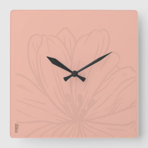 Reloj Cuadrado Moda Oro Rosa Abstracto Floral