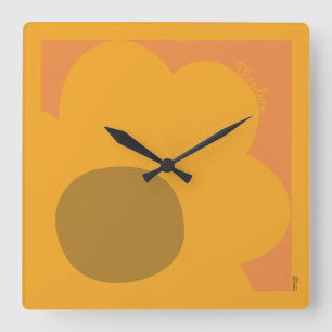 Reloj Cuadrado Moda Resumen Naranja Flor