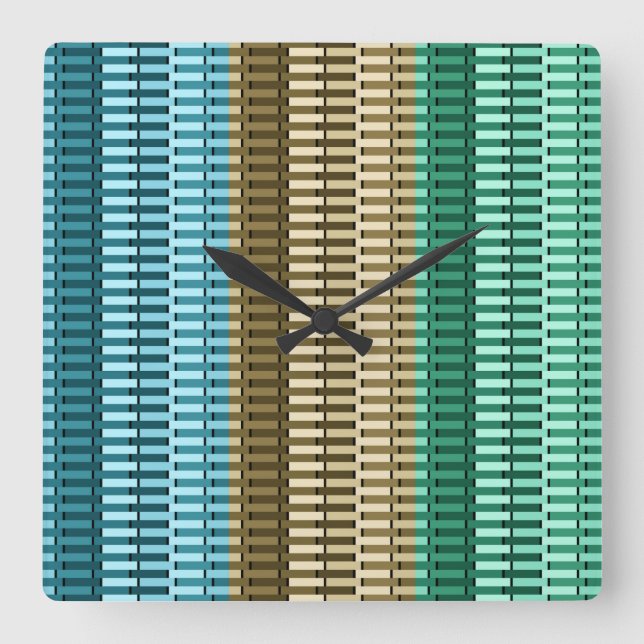 Reloj Cuadrado Modelo abstracto moderno elegante azul del verde (Anverso)