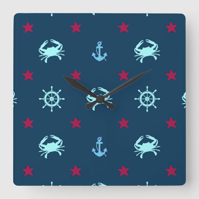 Reloj Cuadrado Modelo de estrella náutico (Anverso)