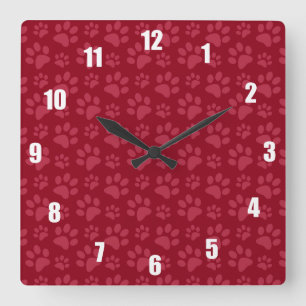 Reloj Cuadrado Modelo de la impresión de la pata del perro de
