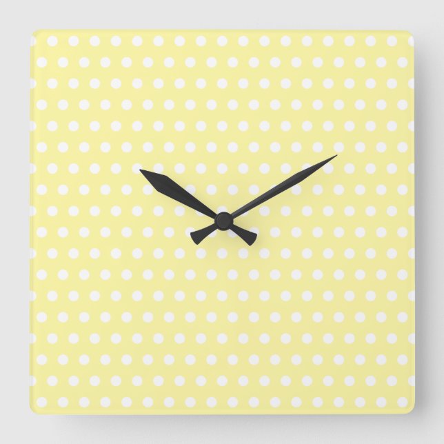 Reloj Cuadrado Modelo de lunar amarillo. Manchado (Anverso)