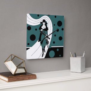 Reloj Cuadrado Modelo de pasarela retro, moda vintage art déco