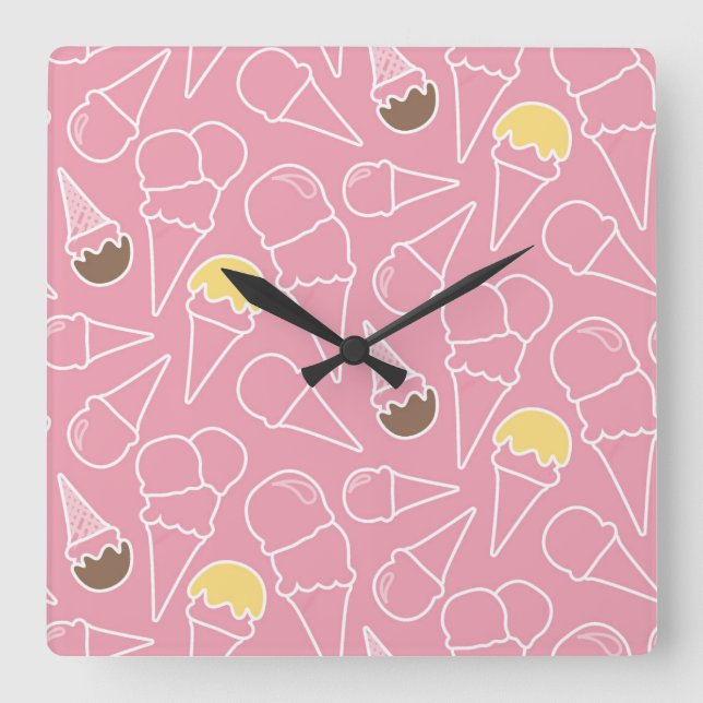 Reloj Cuadrado Modelo del helado del verano (Anverso)