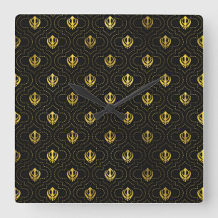 Reloj Cuadrado Modelo del símbolo de Khanda del oro