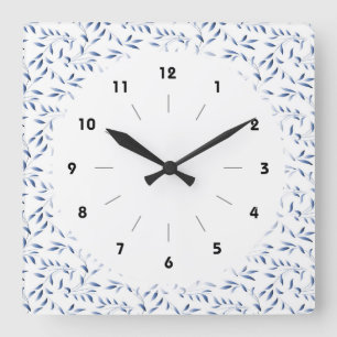Reloj Cuadrado Modelo elegante azul y blanco del sauce