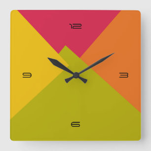 Reloj Cuadrado Modelo geométrico moderno #2 del color retro
