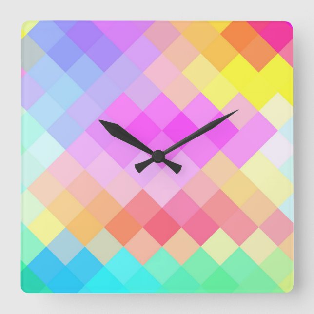Reloj Cuadrado Modelo inconsútil del diamante multicolor (Anverso)