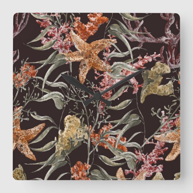 Reloj Cuadrado Modelo lamentable de la vida marina (Anverso)