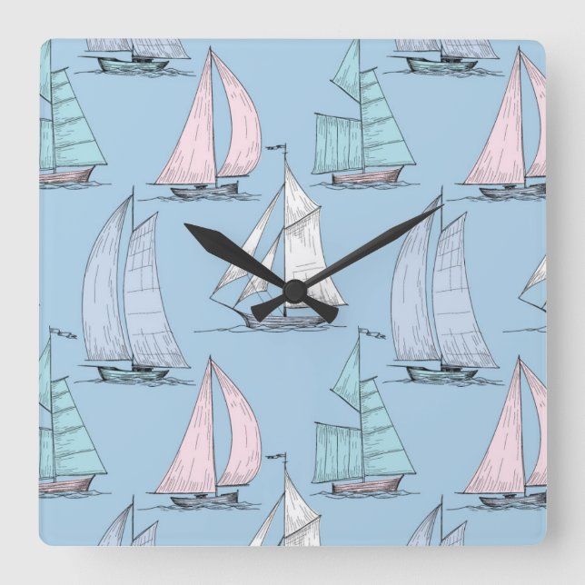 Reloj Cuadrado Modelo lindo 1 del velero (Anverso)