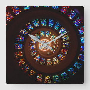 Reloj Cuadrado Modelo negro elegante del remolino del vitral