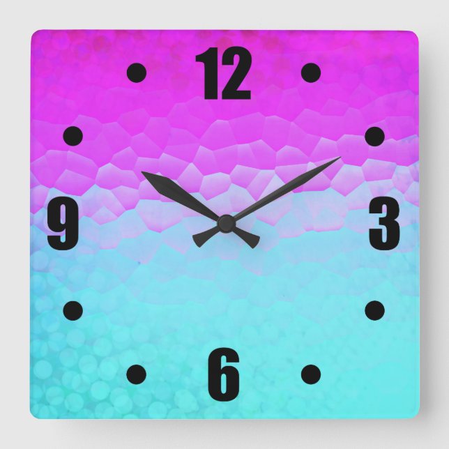 Reloj Cuadrado Modelo púrpura femenino de Bokeh del mosaico de (Anverso)