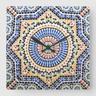 Reloj Cuadrado Modelo tradicional de la teja de Azulejo del