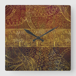 Reloj Cuadrado Modelo tribal del oro en la pintura de Brown