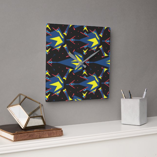 Reloj Cuadrado Modern abstract geometric digital pattern 57 (Oficina)