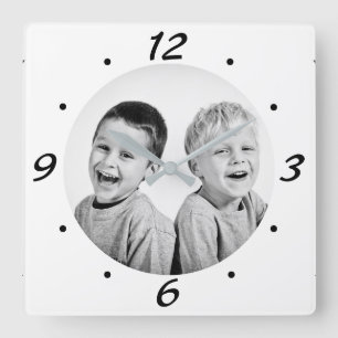 Reloj Cuadrado Modern Black and White Photo Collage