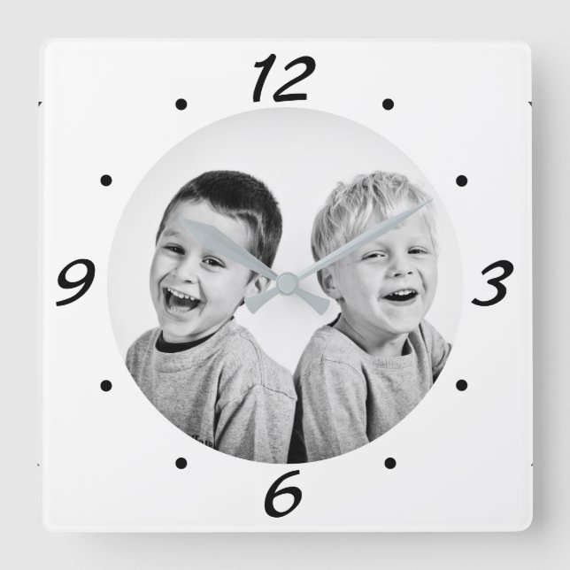 Reloj Cuadrado Modern Black and White Photo Collage (Anverso)