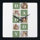 Reloj Cuadrado Modern Collage Photo & Happy Fathers Day Gift<br><div class="desc">A modern collage photo is a creative way to celebrate and honor someone special in your life, such as your father, on Father's Day. It involves compiling various photos and arranging them together in a visually appealing manner to create a cohesive and meaningful composition. To create a modern collage photo...</div>