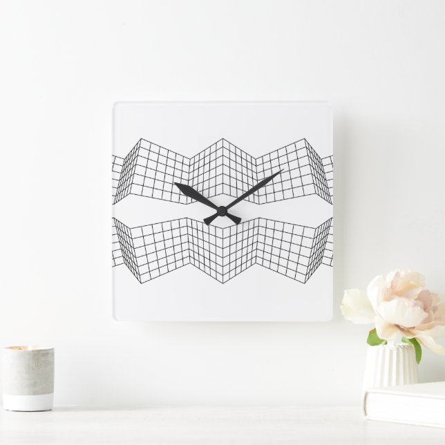 Reloj Cuadrado modern geometric black and white  (Hogar)