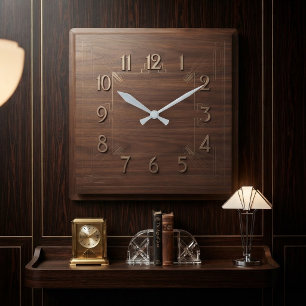 Reloj Cuadrado Modern Minimalist Dark Wood
