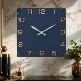 Reloj Cuadrado  Modern Navy Blue Square Minimalist Rose Gold 