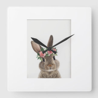 Reloj Cuadrado "Modern Rabbit Wall Clock