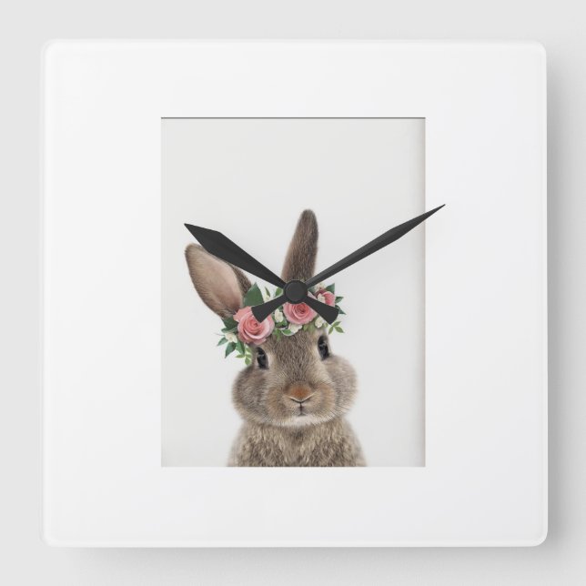 Reloj Cuadrado "Modern Rabbit Wall Clock (Anverso)