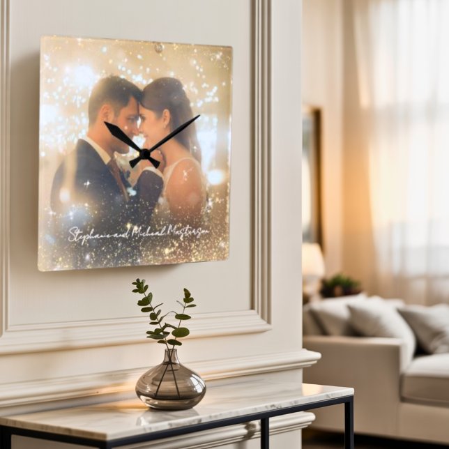 Reloj Cuadrado Modern Romantic Love Keepsake Trust Magic Wedding  (Subido por el creador)