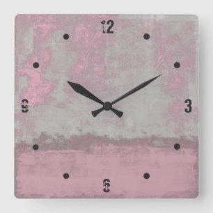 Reloj Cuadrado Modern rustic gray mallow pink abstract