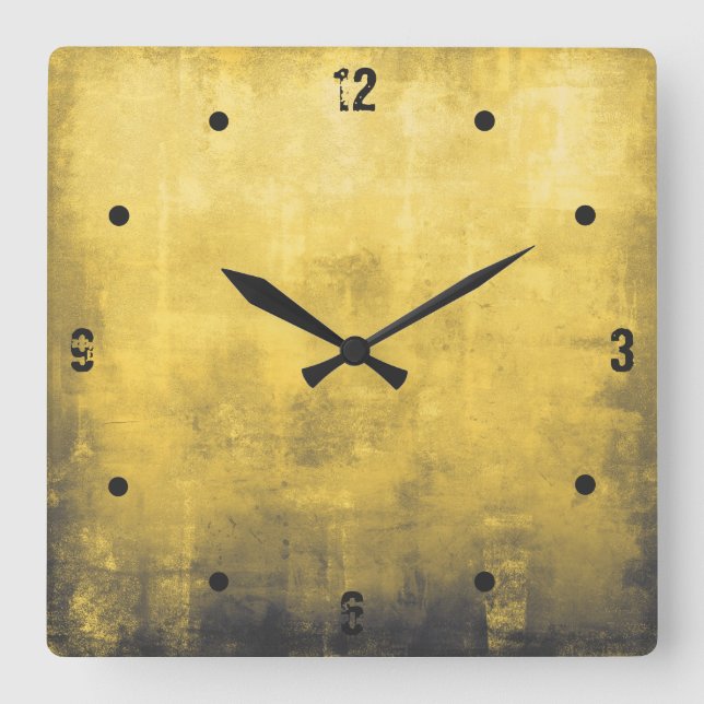 Reloj Cuadrado Modern rustic yellow gray white abstract (Anverso)