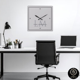 Reloj Cuadrado Modern Taupe Gray Monogram Office Decor