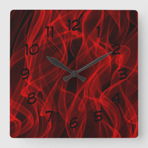 Reloj Cuadrado Modern Trendy Neon Red Curvy Line Abstract Pattern