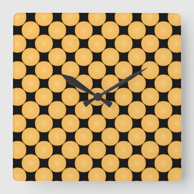 Reloj Cuadrado Modern Yellow Polka Dot (Anverso)