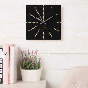 Reloj Cuadrado Moderna decoración clásica Black Faux Gold Custom