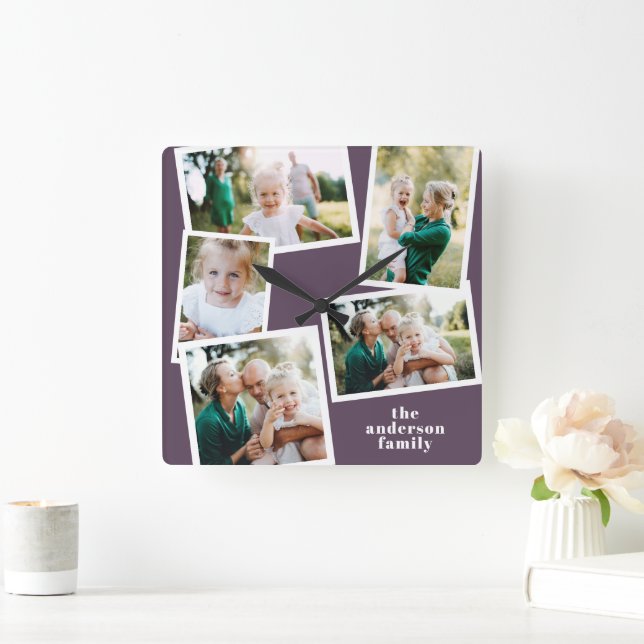 Reloj Cuadrado Moderna decoración de casa familiar con fotos y vi (Hogar)