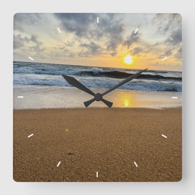 Reloj Cuadrado Moderna foto personalizada Mint Simple y encantado (Anverso)