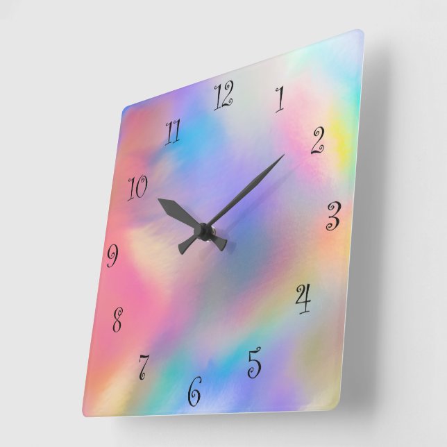 Reloj Cuadrado Moderna galaxia de gradiente de arcoiris colorido  (Ángulo)