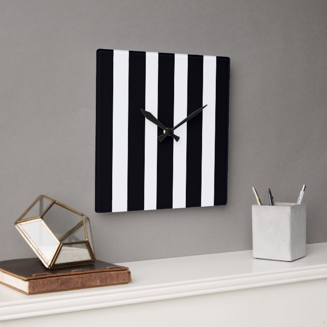 Reloj Cuadrado Moderna Moda Clásica Guay Black & White Stried (Oficina)
