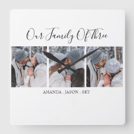 Reloj Cuadrado Moderna Nuestra Familia De Tres Años| Foto