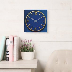 Reloj Cuadrado Modernista Azul + Oro