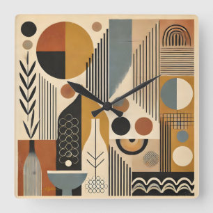 Reloj Cuadrado Moderno arte de mediados del siglo XX Cosecha otoñ