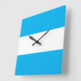 Reloj Cuadrado Moderno Chic Azul Celeste Blanco Rayas Náuticas