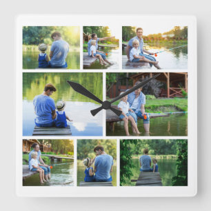 Reloj Cuadrado Moderno Collage de fotos de estilo 8