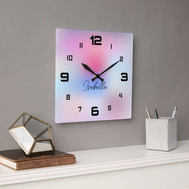 Reloj Cuadrado Moderno Colorido  (Oficina)