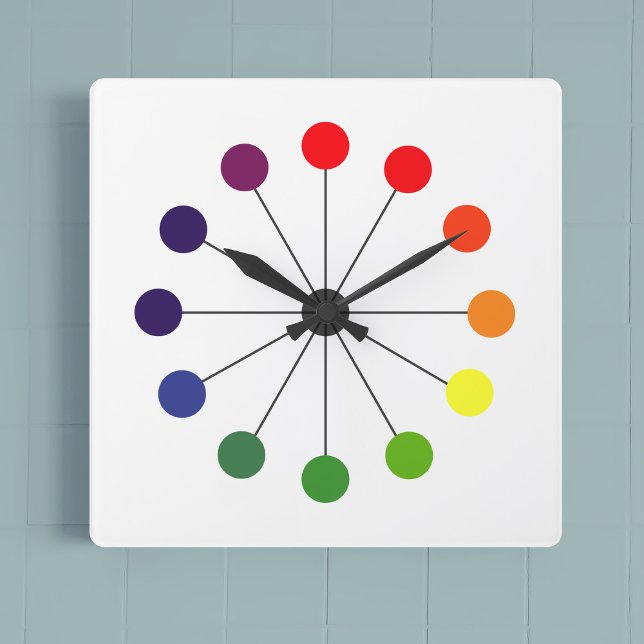 Reloj cuadrado moderno de mediados del siglo XX (Fun and colorful mid century inspired clock)