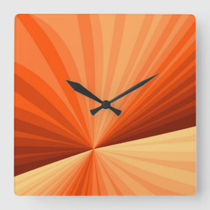 Reloj Cuadrado Moderno Gráfico Fractal Abstracto Naranja Rojo Vai