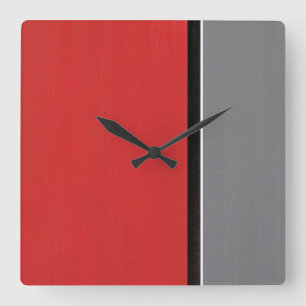 Reloj Cuadrado Moderno gris rojo